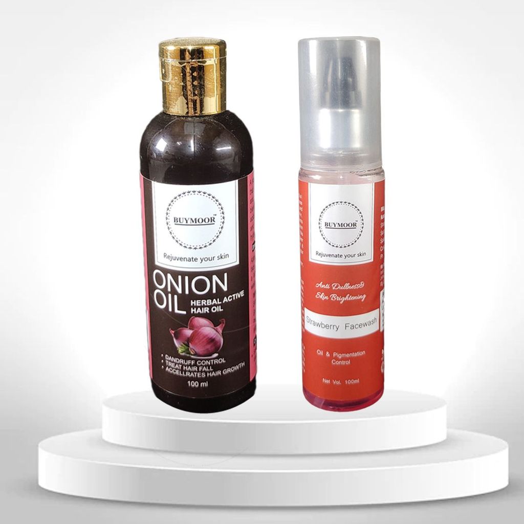 BUYMOOR ONION OIL AND STRAWBERRY FACE WASH FOR MEN & WOMEN 200 ML PACK OF 2 view 2