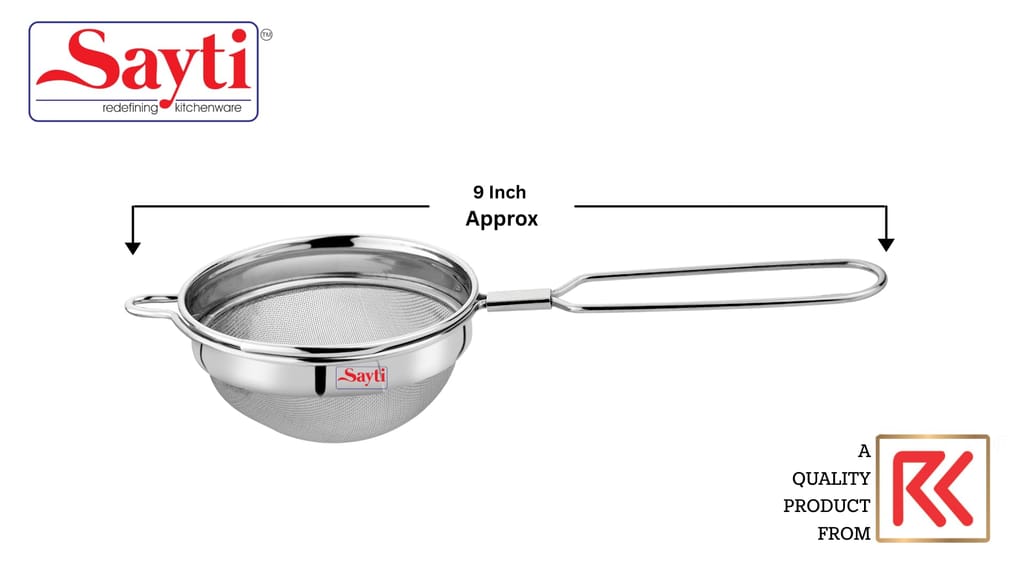 Sayti Stainless Steel Round Strainer, 304 Grade Single Mesh, Premium Polish, Large, Pack of 2 view 2