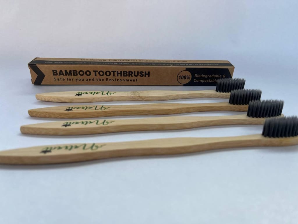 **Natran 100% Biodegradable and Compostable Bamboo Toothbrush** COMBO OF 2 view 2
