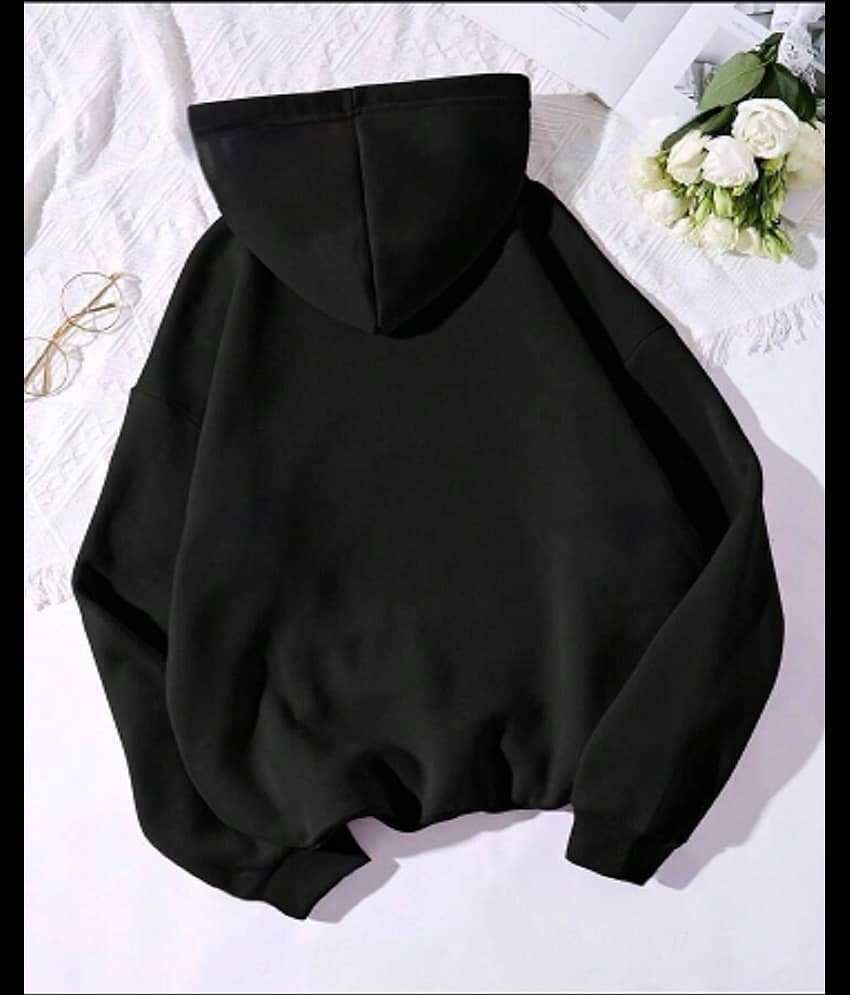 HARPITA Women Fleece Hooded Sweatshirt For ( Black ) view 2