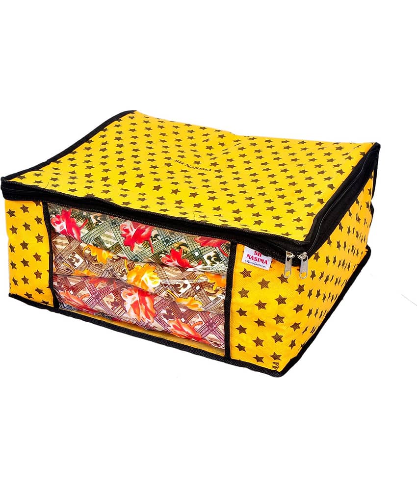 SH. NASIMA Non Woven Printed Saree Cover Bag Wardrobe with Transparent Window(, Pack of 9, Red) view 2