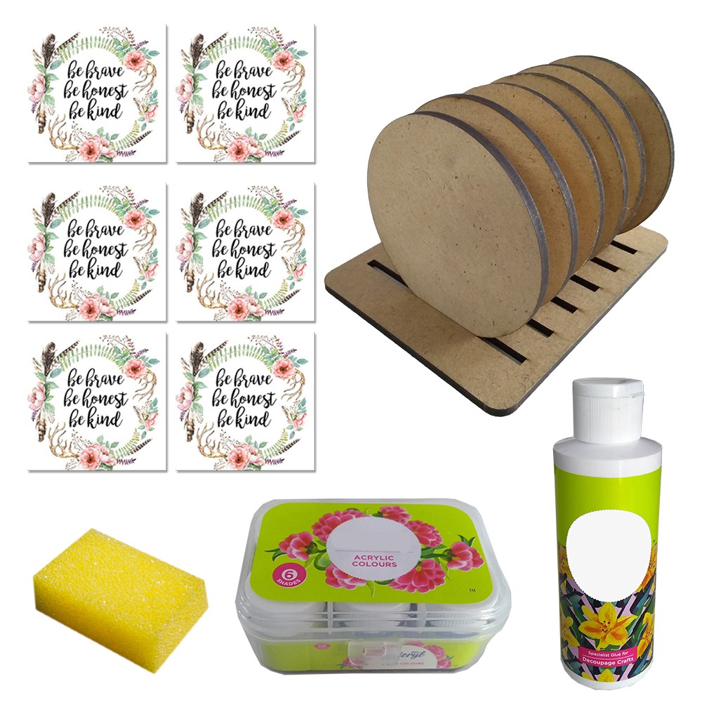 Image Transfer on Round Tea Coasters with Stand DIY Kit by Penkraft view 2