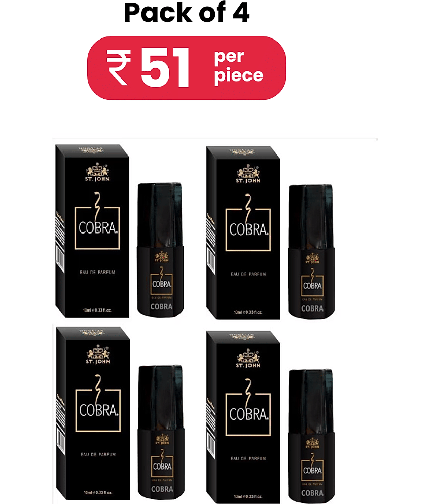 ST.JOHN Cobra Perfume 10ml, Long lasting Pocket Perfume For Men 10ml Each (40ml) - Pack of 4 view 2