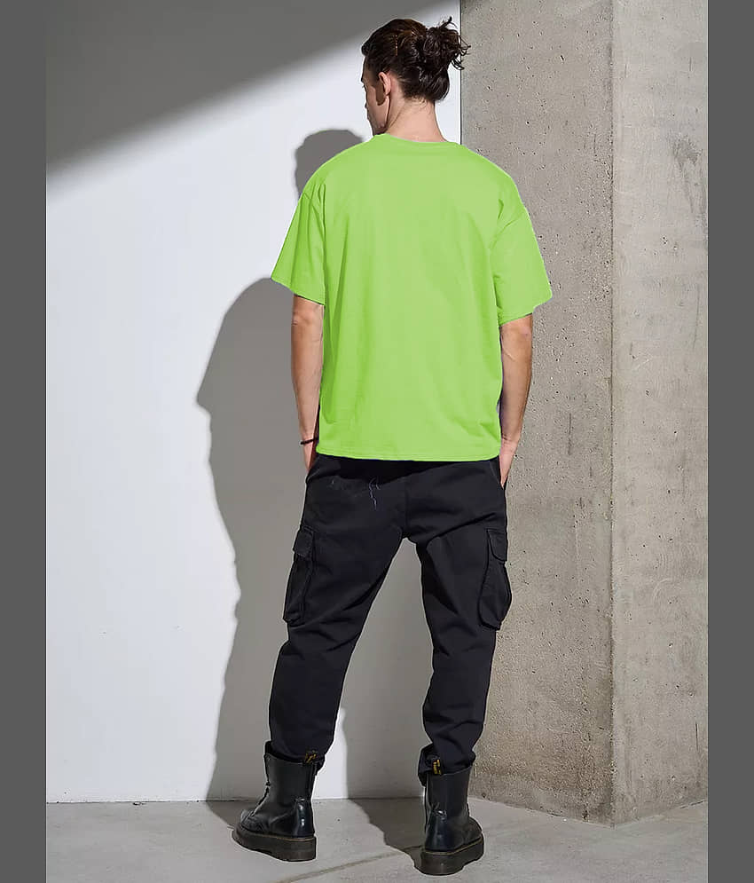 Leotude Cotton Blend Oversized Fit Printed Half Sleeves Men's Round T-Shirt - Green ( Pack of 1 ) view 2