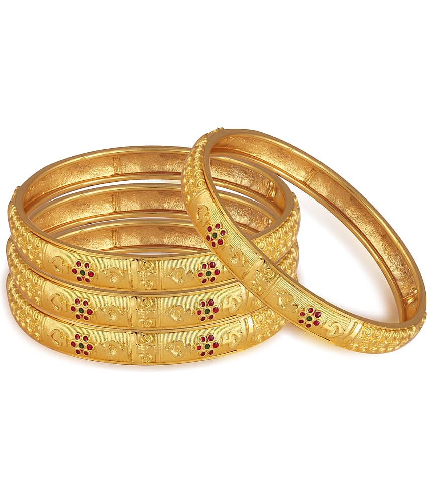 Vighnaharta Gold Bangle Set ( Pack of 2 )