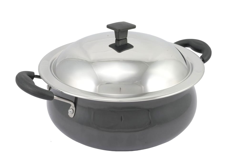 Nidhi Hard ANODISED Handi with SS LID I 3.6 LTR I 3MM (Non-Toxic, Non Reactive/Black) Thickness view 2