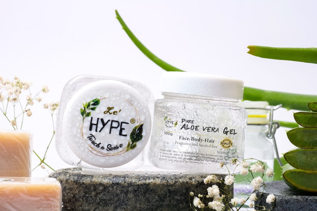 Le' HYPE Pure Aloe Vera Gel for Face, Body & Hair, Fragrance & Alcohol Free