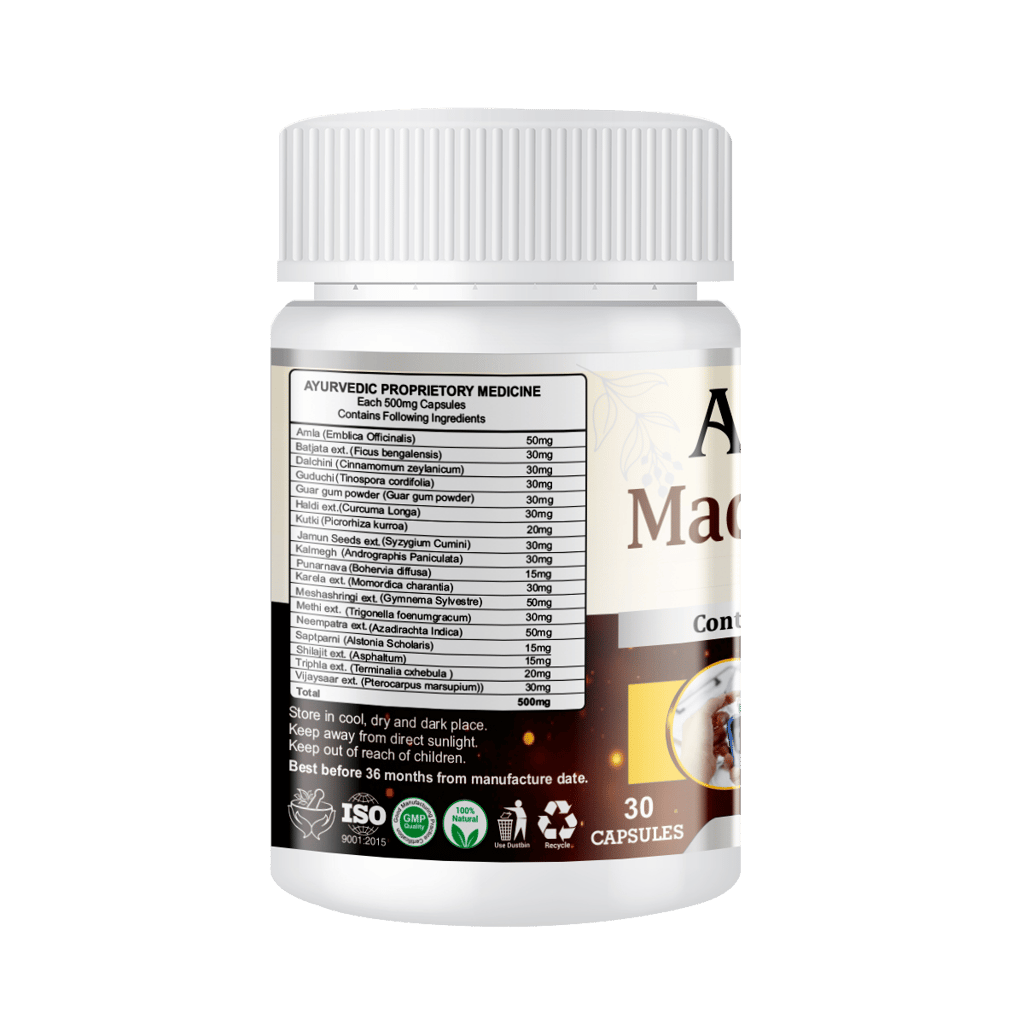 ATHARVA Madhunasini Diabetes Capsules (Reduces blood sugar levels, Reduce absorption of sugar-carbs, Maintains balance blood pressure ) view 2