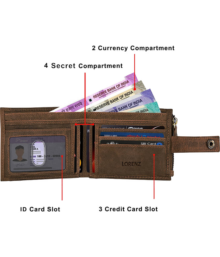Lorenz Black 100% Leather Men's RFID Wallet ( Pack of 1 ) view 2