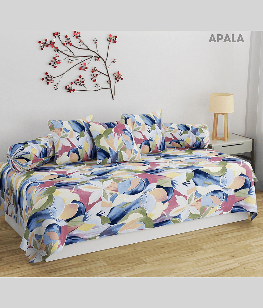 Apala Cotton Floral Diwan Set 6 Pcs - Multi