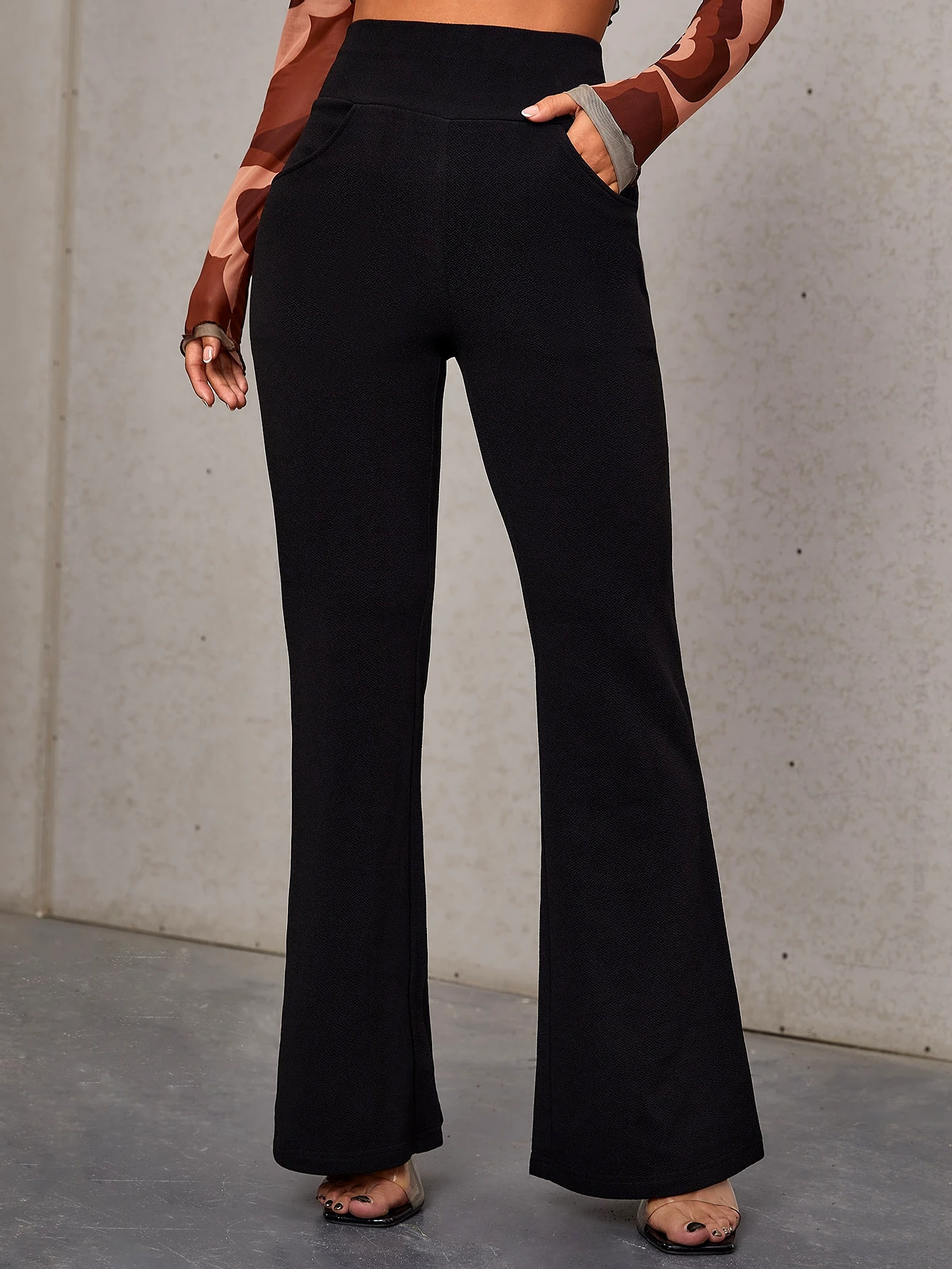 Latest Street Fashion High Waist Slant Pocket Flare Leg Pants Palazzo (size - S) by LATEST STREET FASHION