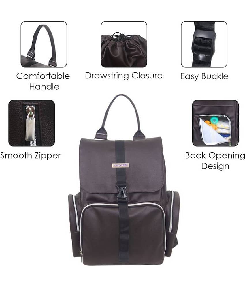 PrettyKrafts Brown Faux Leather Diaper Bag ( 40 cm view 2