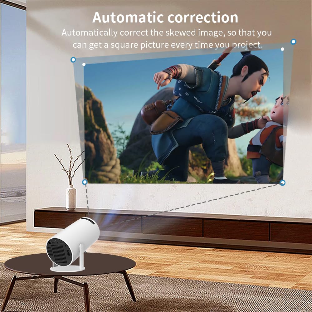 Portable Mini Projector, 4K 1080P Full HD Projector, Support Video Projector, Cinema Projector 180 Can Be Rotated, Android 11, Compatible with TV Stick/Windows/iOS/Android and Built-in Apps (Netflix, Prime, YouTube) view 2