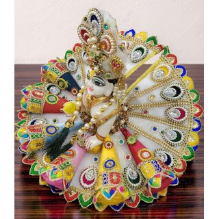 Exquisite White & Multicolored Krishna Dress Set l Laddu Gopal dress view 2