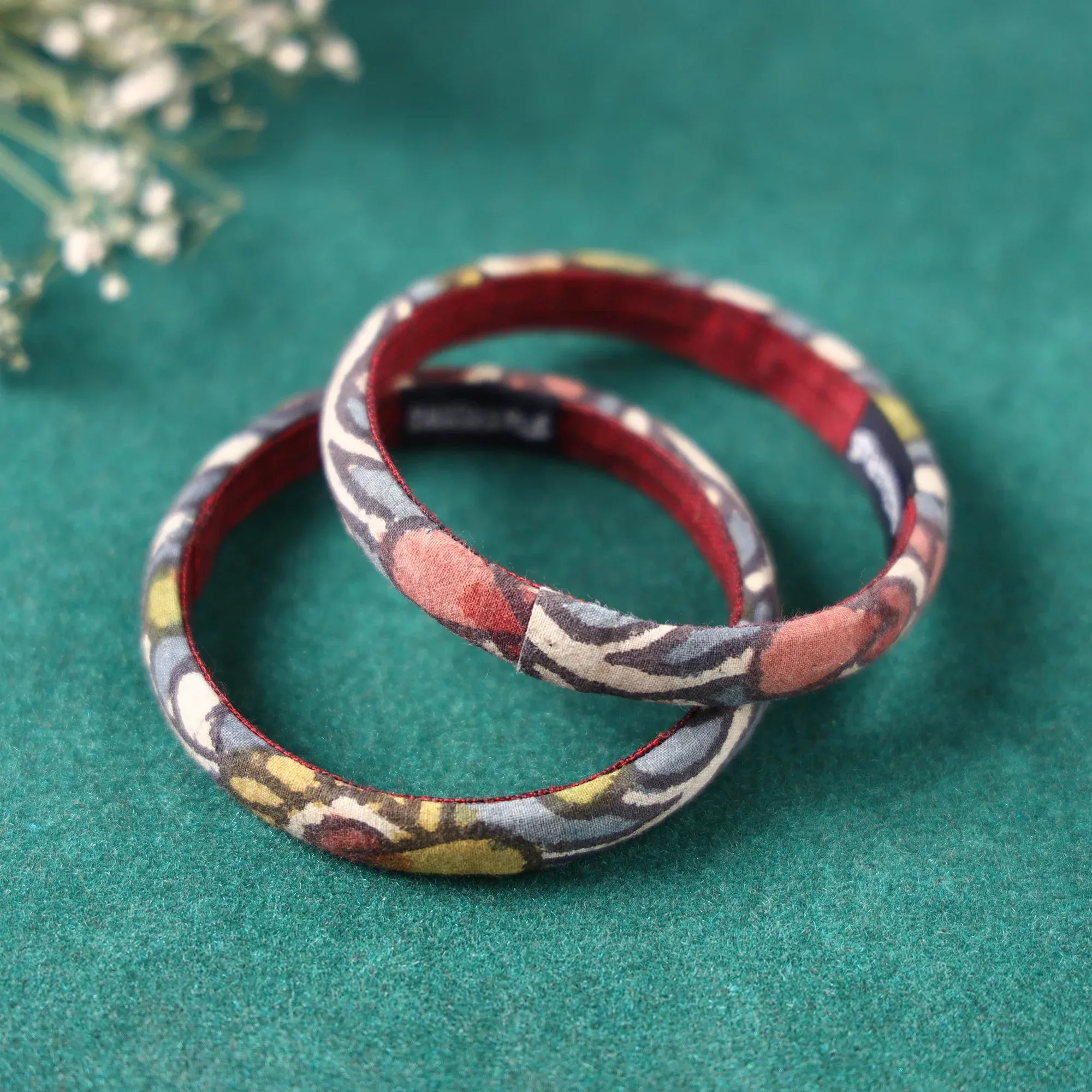 Multicolor Handpainted Kalamkari Dyed Bangles (Set of 2)