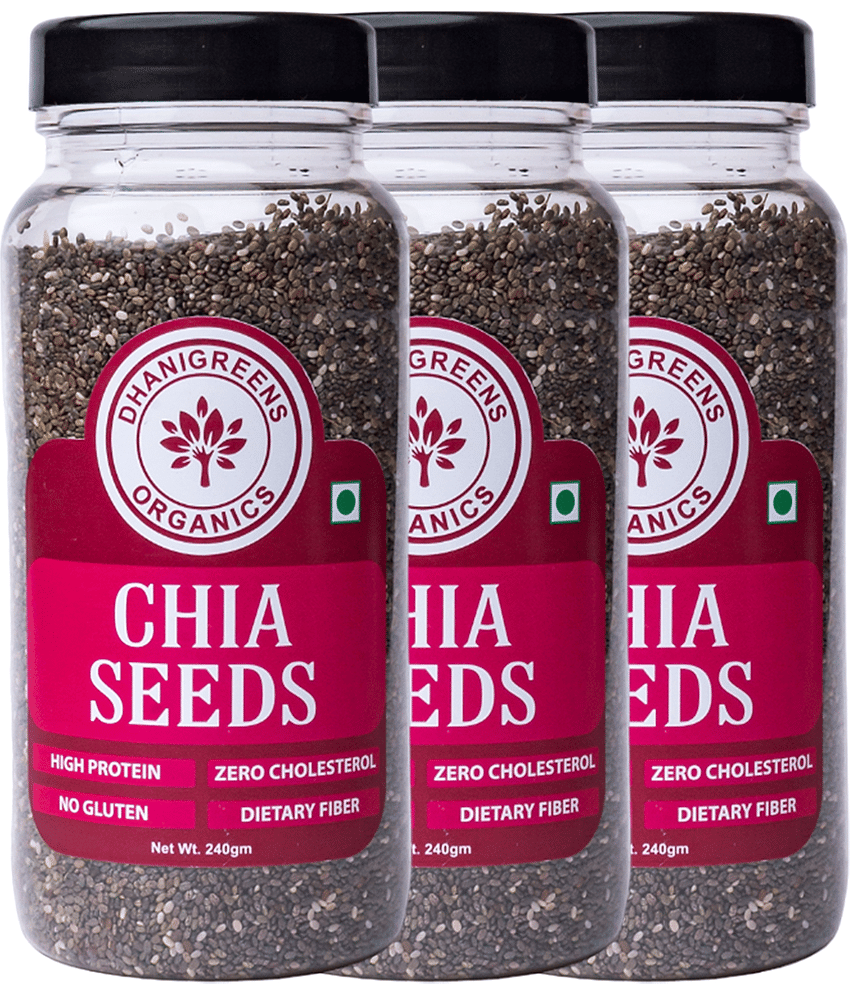 DHANIGREENS ORGANICS Chia Seeds 720 g Pack of 3