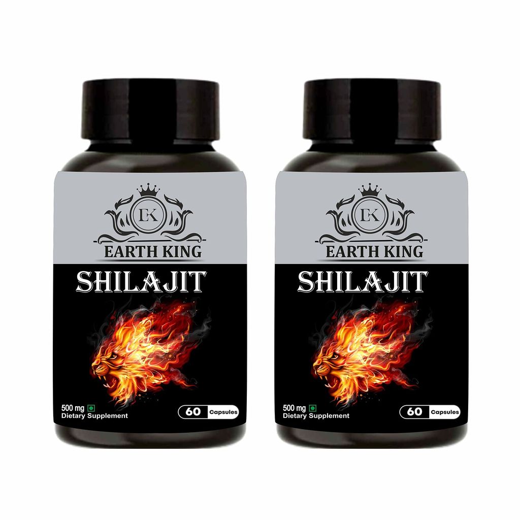 EARTH KING Shilajit/Shilajeet Capsule - 500mg 60 Capsules (Pack of 2)