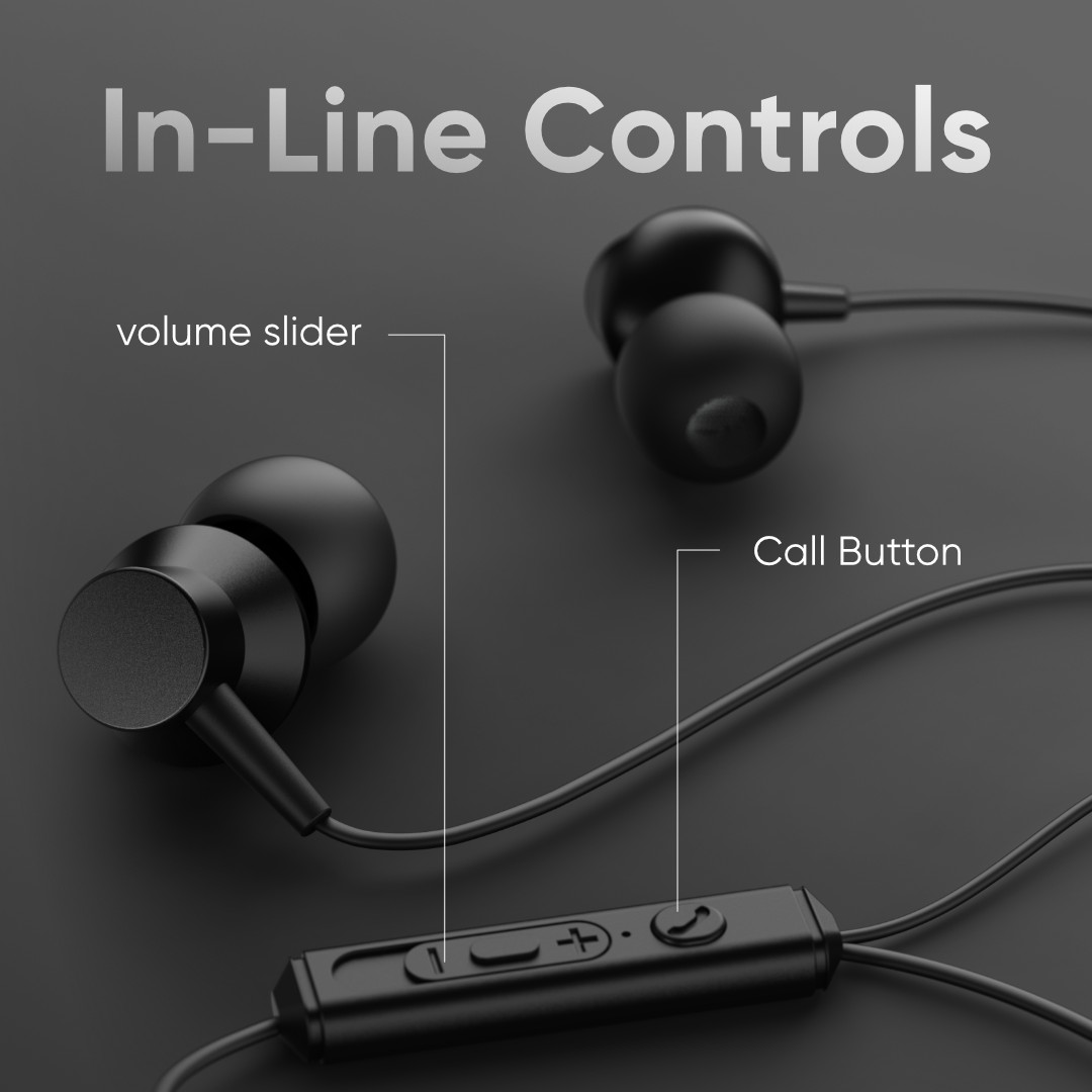 Elver Flow Type C Wired Earphones with Mic, 10mm Drivers, IPX5 Water Resistant, Tangle-Free Cable - Black view 2