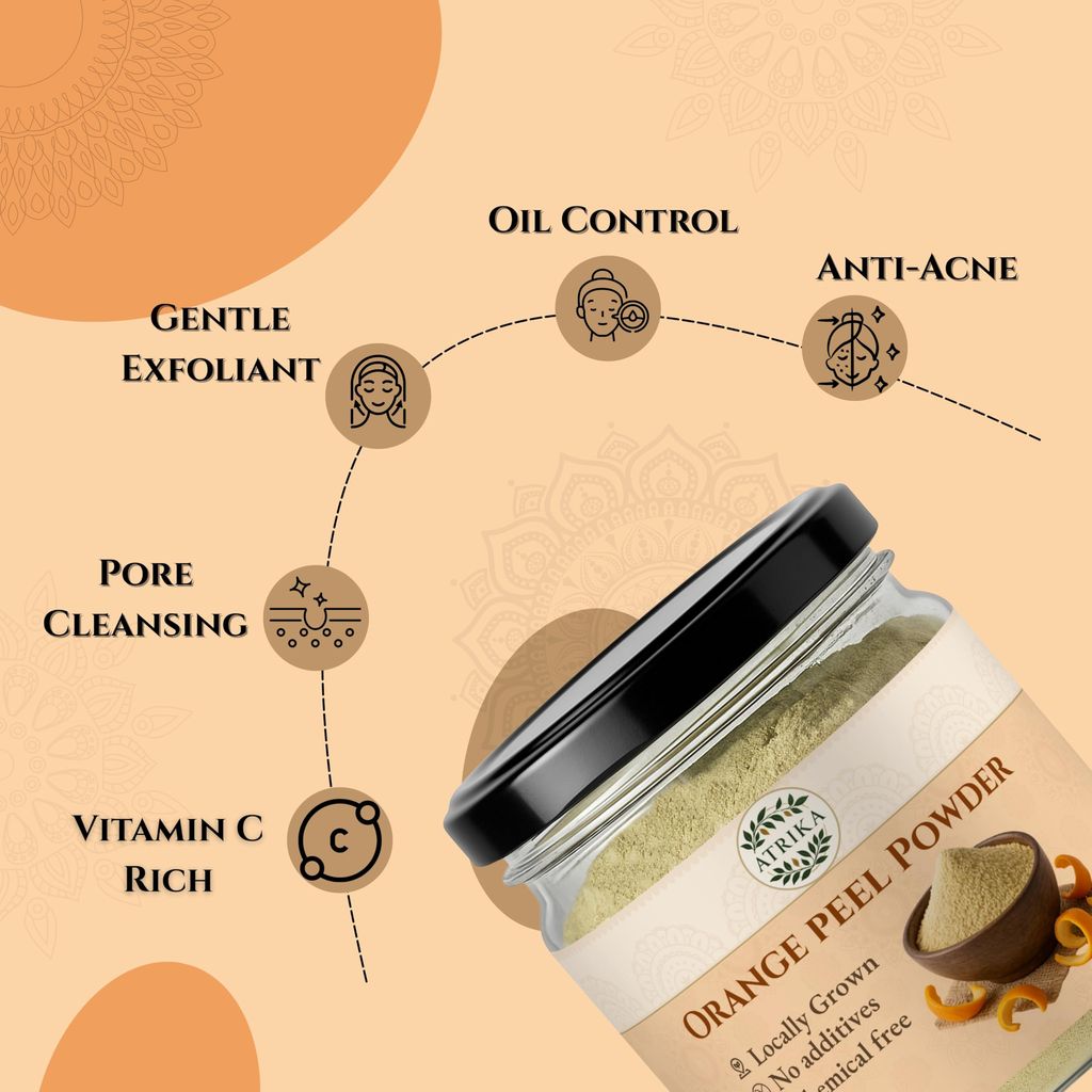 Atrika Orange Peel Powder for Face Pack-200 Gm | Natural Tan Removal & De-Tan Care | Pure Herbal Powder for Skin Glow view 2
