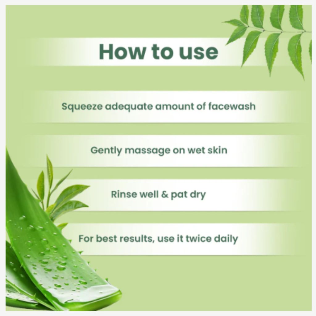 Mirakle Aloe Vera Gel Neem & Tea Tree Face Wash 100 ml each For Deep Cleansing & Acne Care Face Wash Pack of 2 view 2
