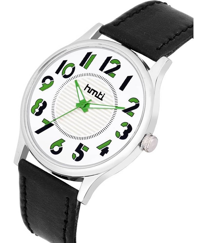 HMTI 1605 White Leather Analog Men's Watch view 2