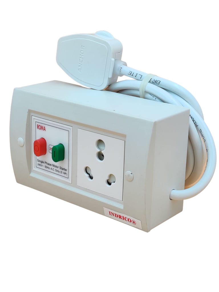 INDRICO 20A/15A/16 Amp Modular Extension Board for Heavy Duty with Starter for A.C. & Geyser PVC White Pack of 1 view 2