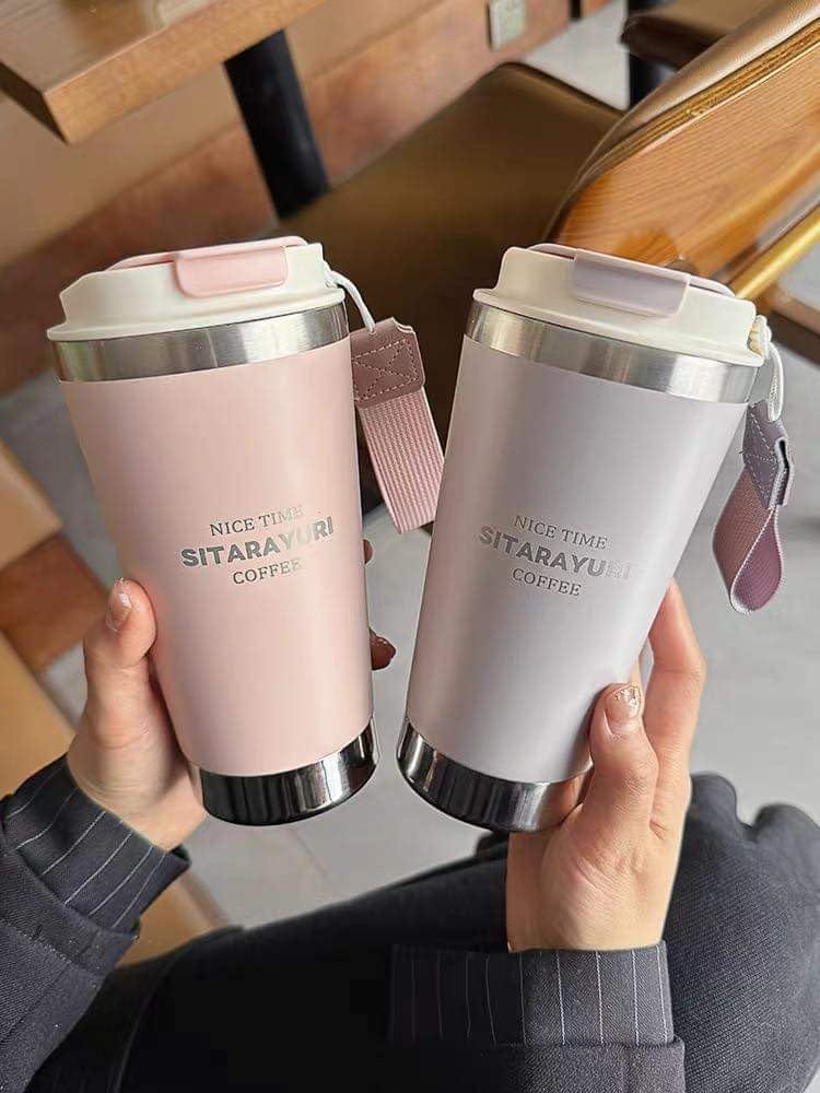 Stainless Steel Coffee Sipper Bottle | Hot & Cold Beverage Thermos - 580ML view 2