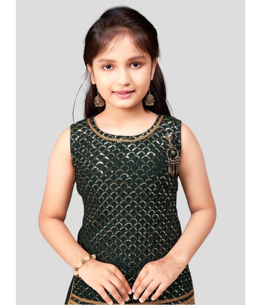 Aarika Girls Georgette Patiala Kurta Set ( Pack of 1 , Dark Green ) view 2