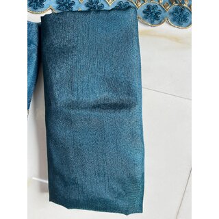 Elegant Teal Unstitched Suit with Floral Embroidery and Matching Dupatta view 2