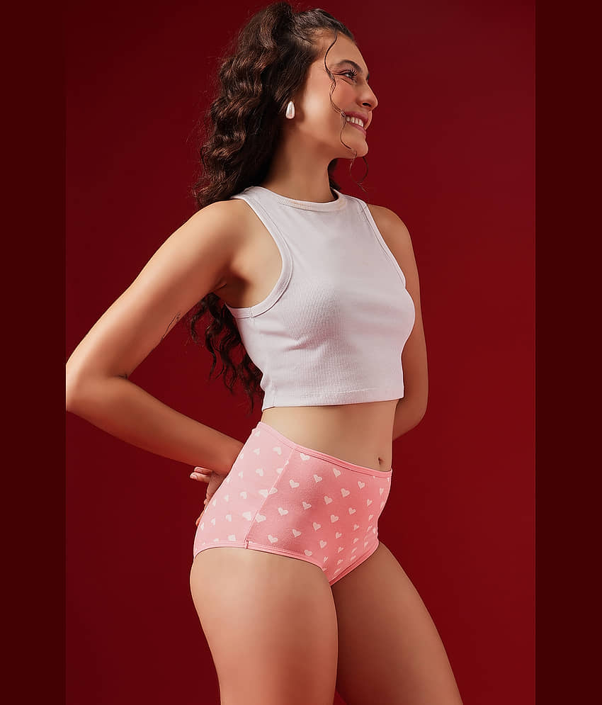 Clovia Pack of 1 Cotton Hipster For Women ( Pink ) view 2