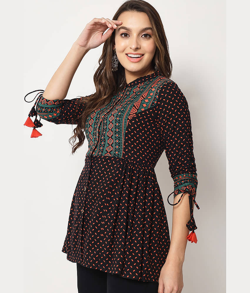 HISHAM Women's Cotton Regular Top ( Black ) view 2