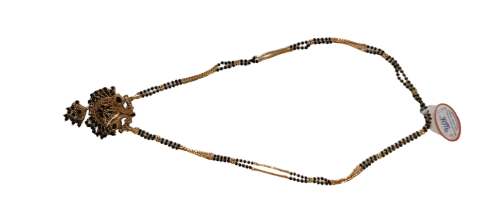 oxidized gold plated traditional long haar necklace with pendant for women view 2