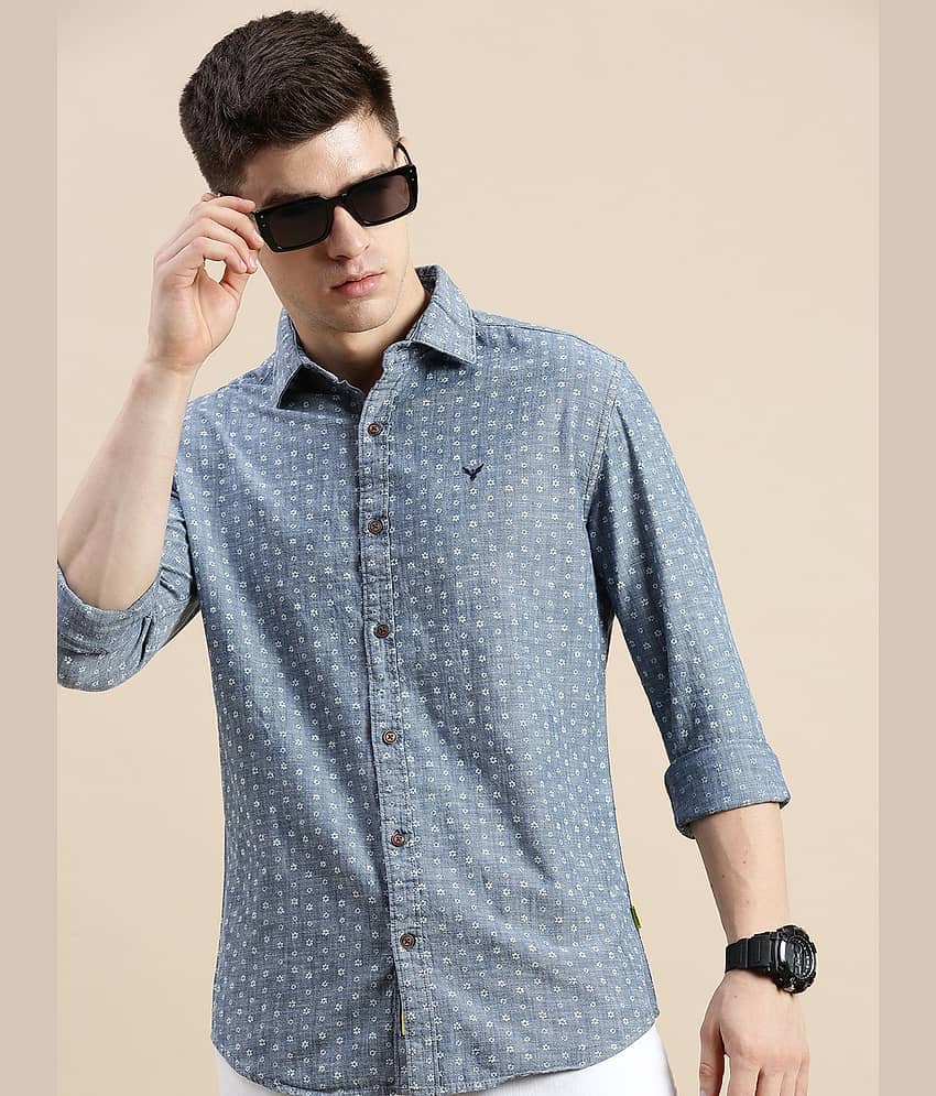 Showoff Cotton Blend Regular Fit Printed Full Sleeves Men's Casual Shirt - Blue ( Pack of 1 ) view 2