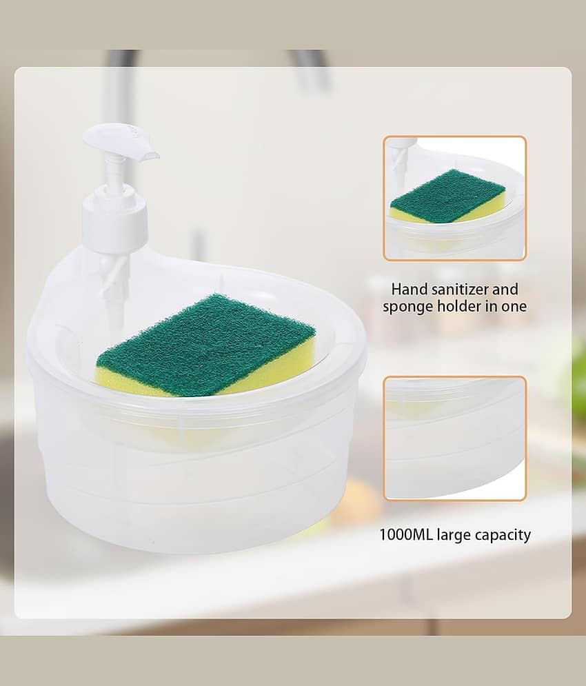 SARVASHVA TRENDS Double Layer Liquid Soap Dispenser, Kitchen Dish Washing Liquid Dispenser, Dishwash Liquid Pump, Dishwash Cleaner, Dish Soap Dispenser with Sponge Holder, Manual Press Soap Pump and Sponge Tray, Refillable Dishwashing Liquid Dispenser view 2