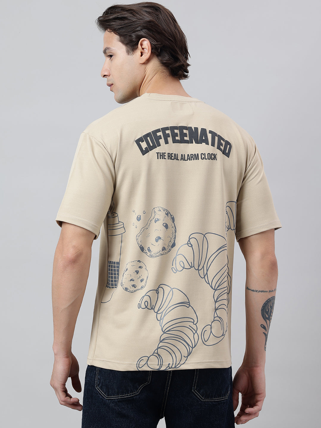Coffeenated Premium Oversized Unisex T-shirt | 240 GSM Imported Looper | Brown view 2