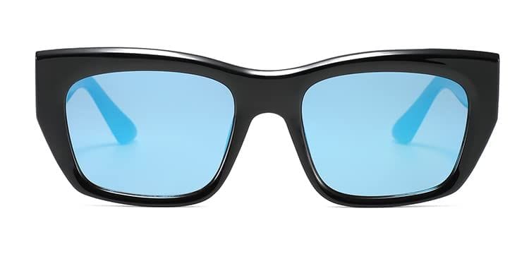 Eyenaks Full Rim Retro Unisex Sunglasses | UV400 Protection | Durable Metal Hinges | Blue Mirrored Lens | Pack Of 1 (Black) view 2