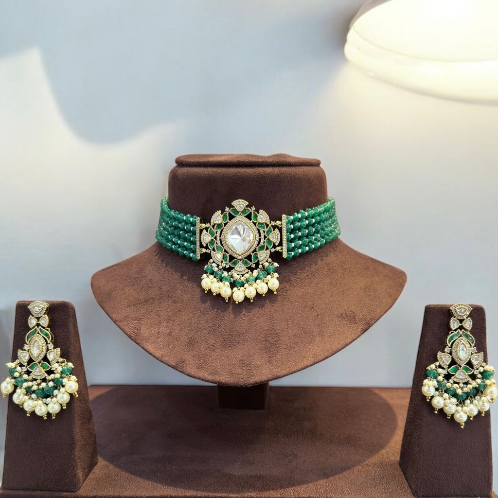 Emerald Goddess Choker Set By Dia Art Jewels view 2