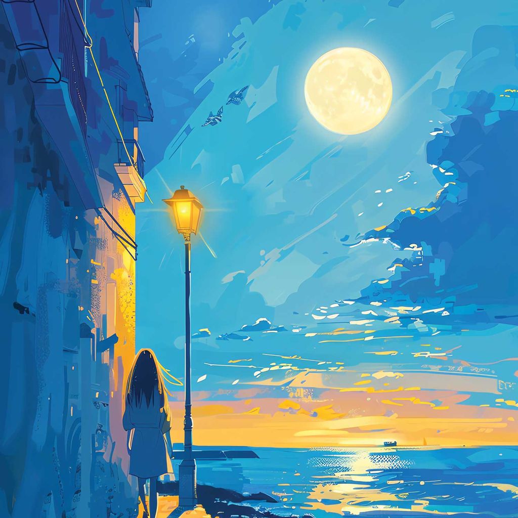 MOONLIT PROMENADE WALLART 24in X 24in WITH BLACK FRAME view 2