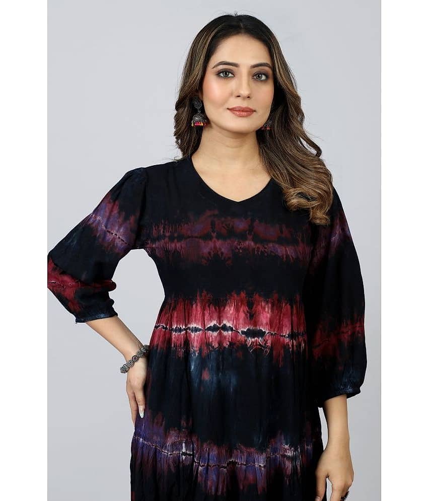 SARRAS Cotton Dyed Flared Women's Kurti - Black ( Pack of 1 ) view 2
