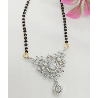 Premium Quality AAA CZ Stones Leaf Shape Mangalsutra Chain Set view 2