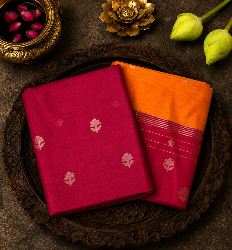 Handloom Chanderi Unstitched 2-Piece Silk By Cotton Suit Set