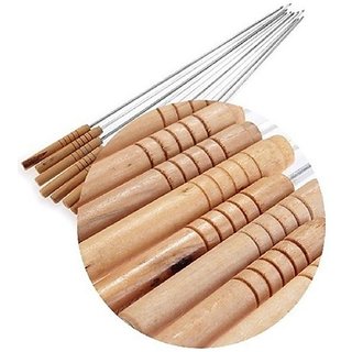 Right Traders 20 Pcs Stainless Steel Barbecue Skewers with Wood Handle Marshmallow Roasting Sticks view 2