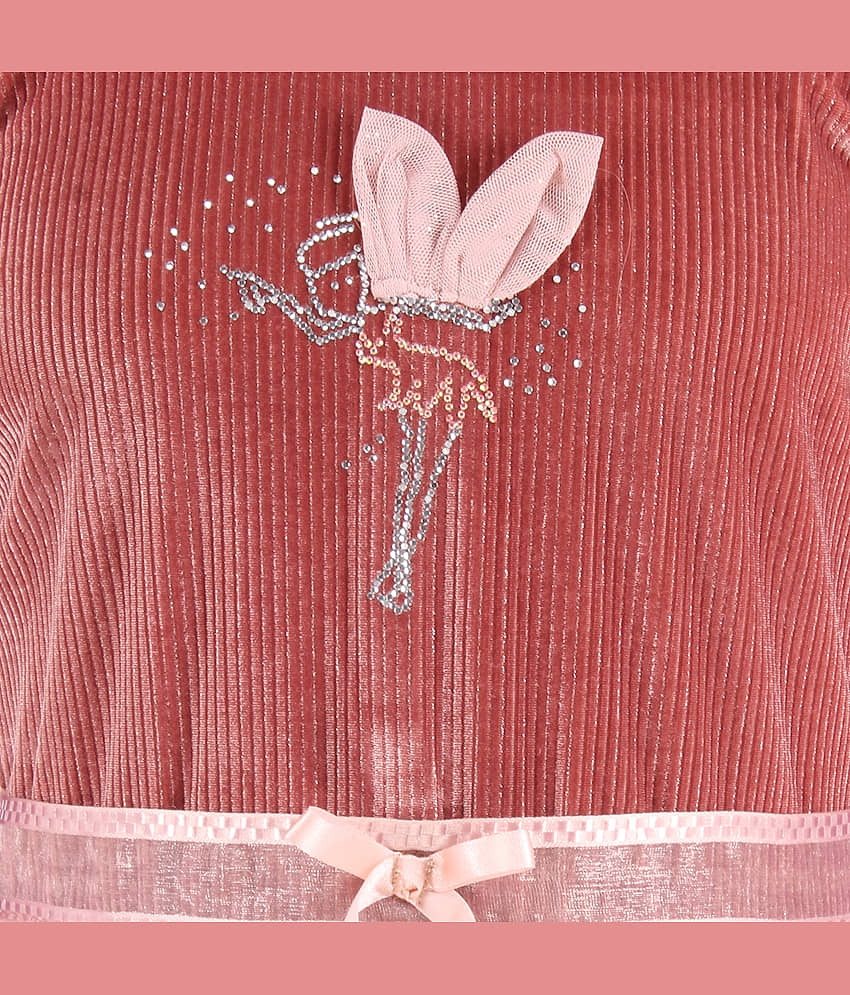 Cutecumber Velvet Frock For Girls ( Pack of 1 , Pink ) view 2