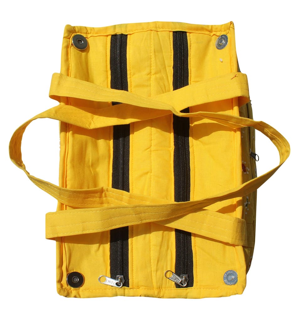 Mandhania Eco Friendly Cotton Mirror Patchwork Shoulder Bag for Women Yellow view 2