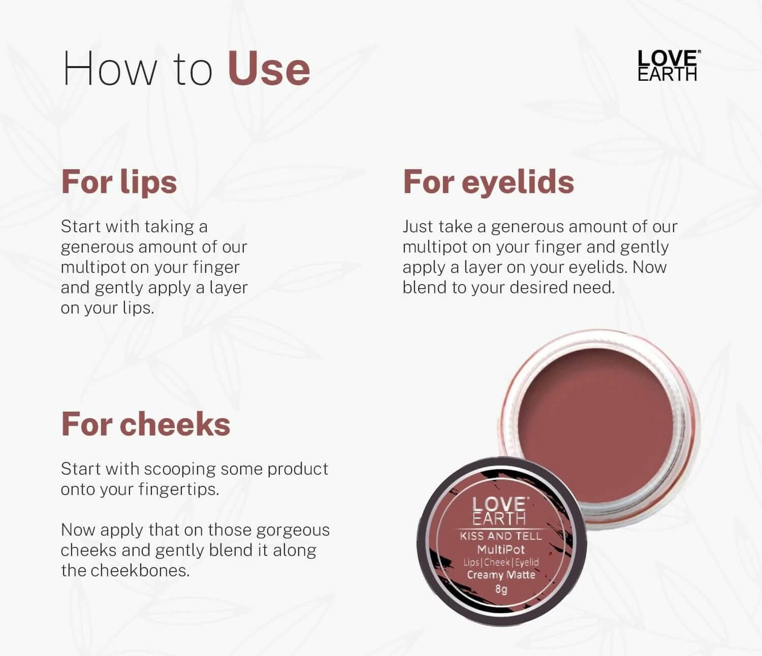 Love Earth Lip Tint & Cheek Tint Multipot-Kiss - Mauvish Pink view 2