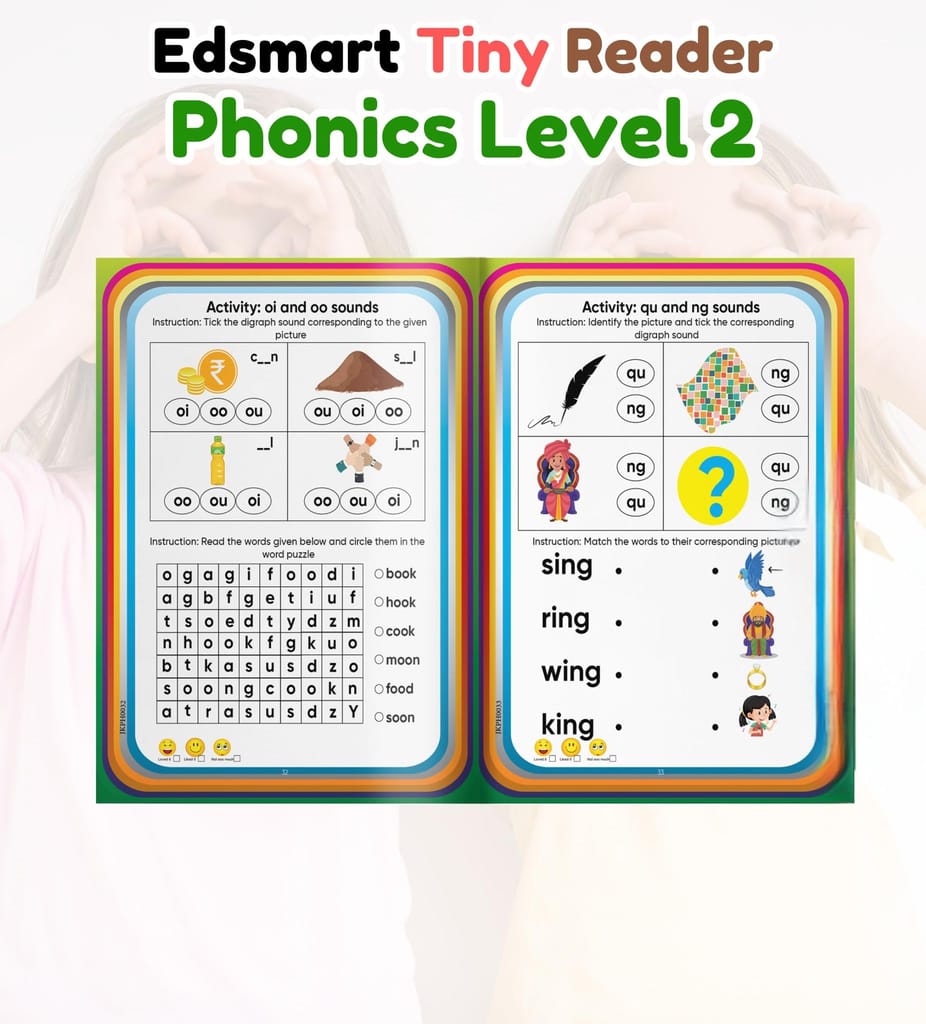 Edsmart English phonics book, phonics reader level 2 , Vowel Letter sounds , phonics activity book , Phonics books 4 years, Phonics worksheets , Letter sounds book, A-Z Sounds [ 64 Pages ] [Perfect Paperback] [Jan 01, 2022] Edsmart Edu Services Pvt Ltd view 2