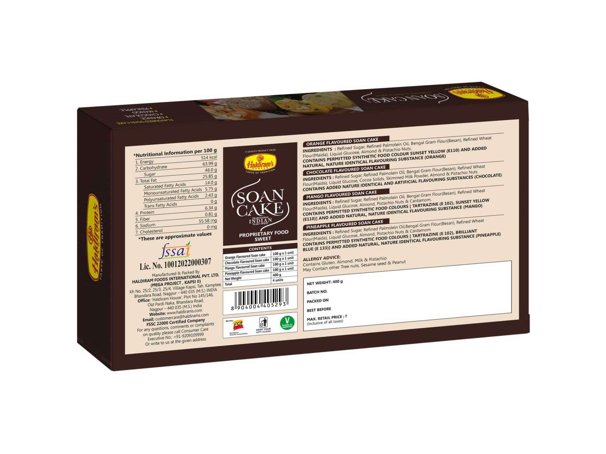 Haldiram's Soan Cake (Multi Flavour) Packed Sweets - 400 Gm view 2