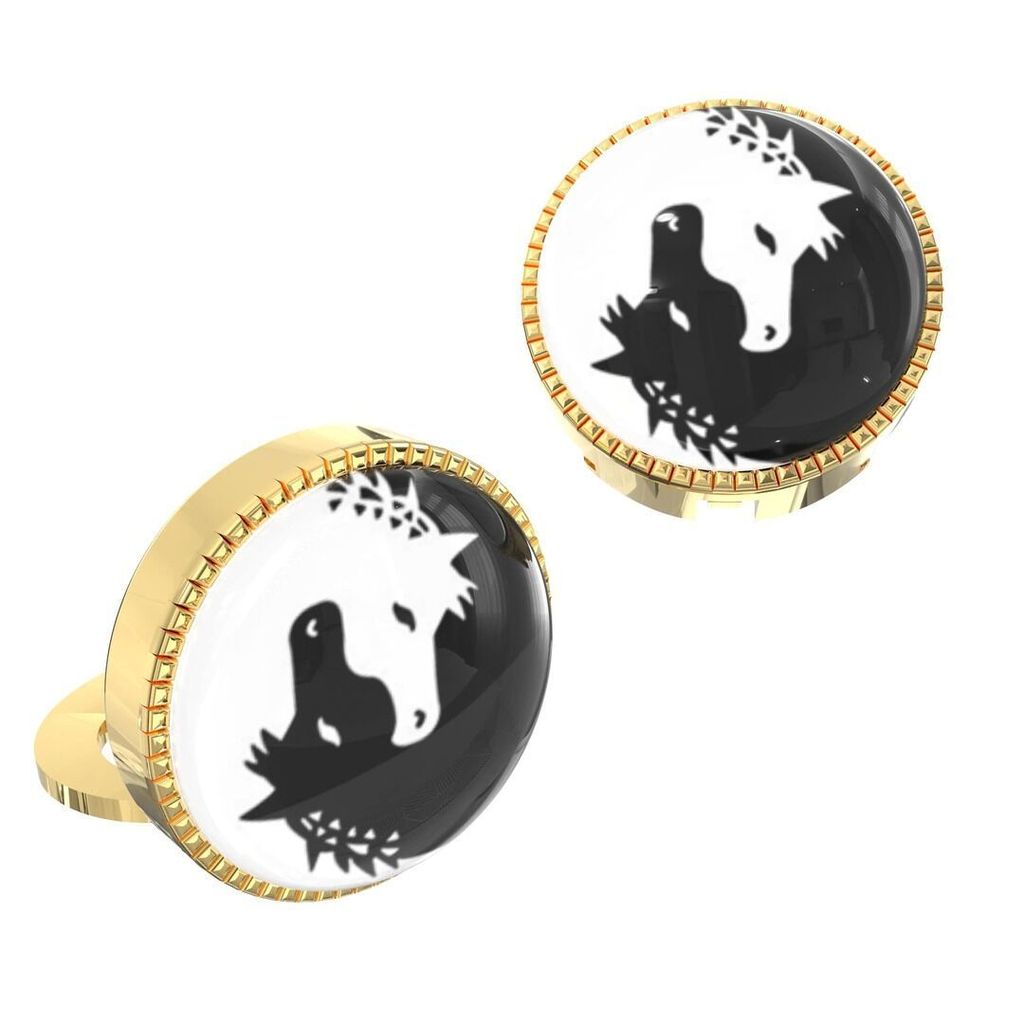 The Smart Buttons - Shirt Button Cover Cufflinks for Men - 2 Horses Of Ying & Yang Design Pattern view 2