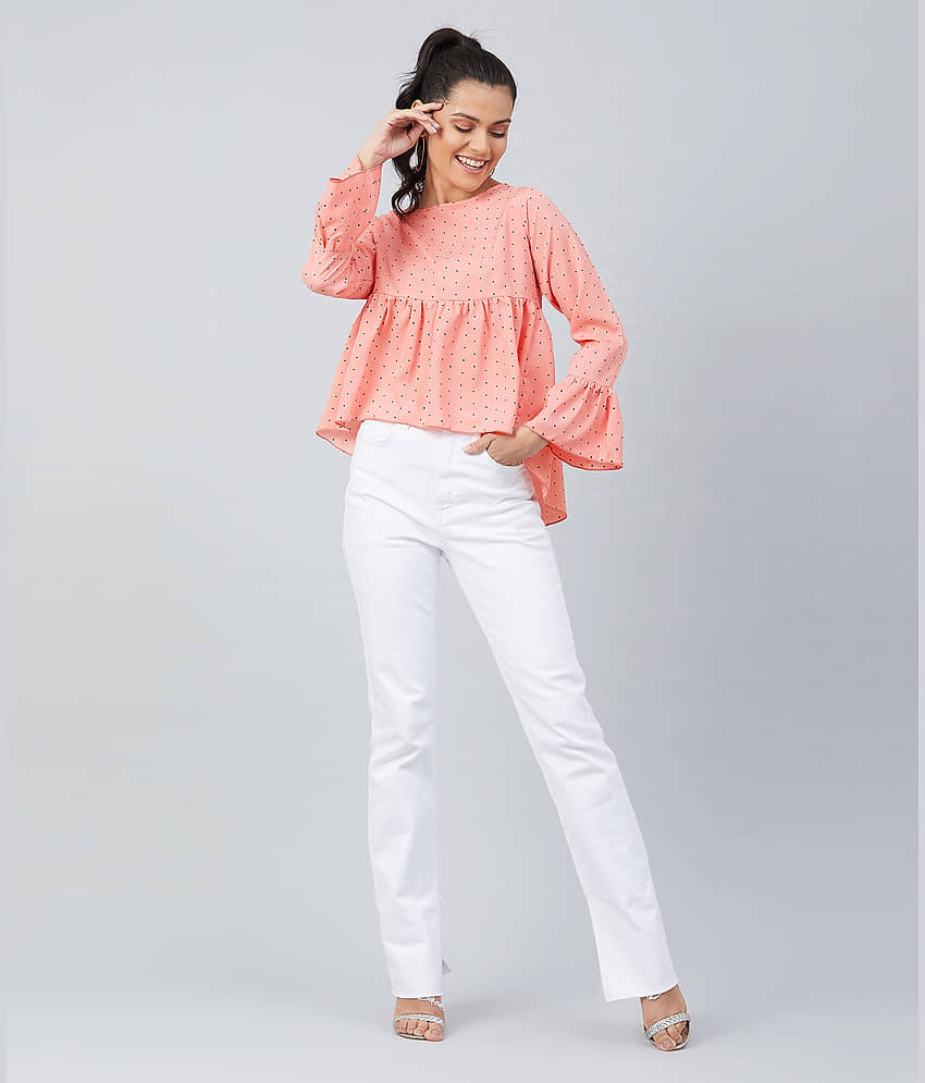 Chimpaaanzee Women's Crepe Empire Top ( Peach ) view 2