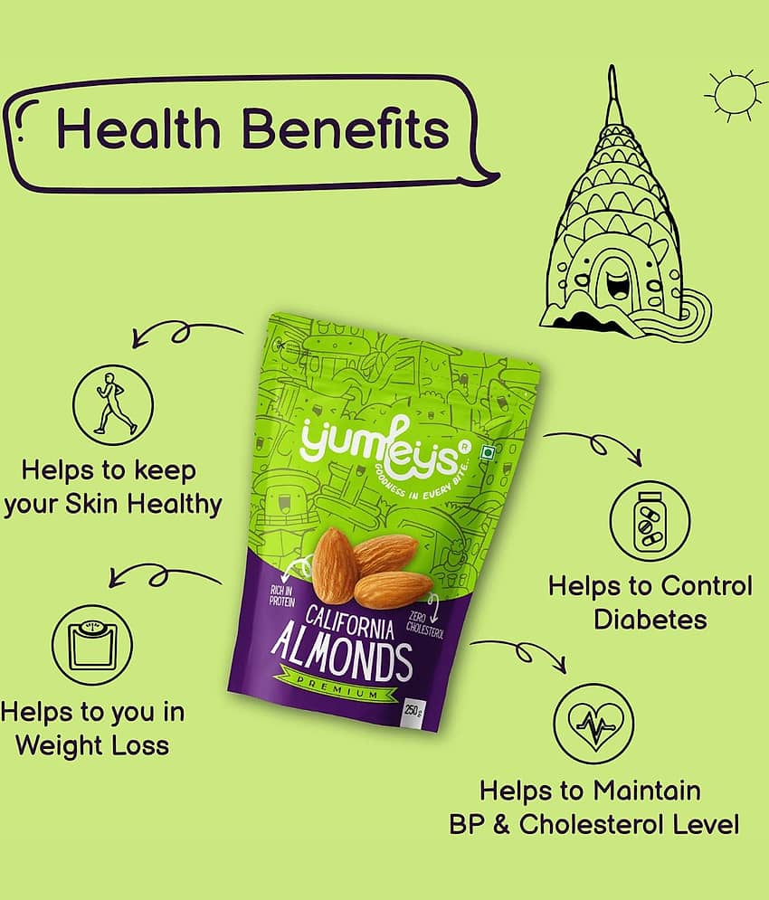 Yumleys Crunchy Premium 100% Natural Californian Badam | Almonds (250g) view 2